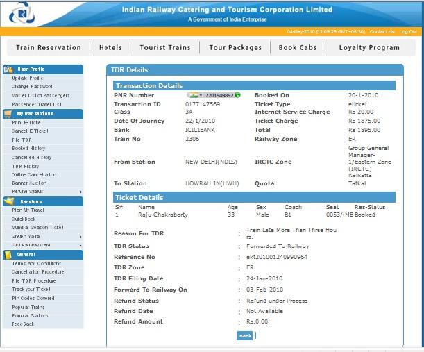 money not refunded by irctc in more that four months irctc when is irctc chart prepared