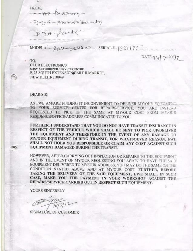 TV service charges should be paid before installation or after installationSONY India